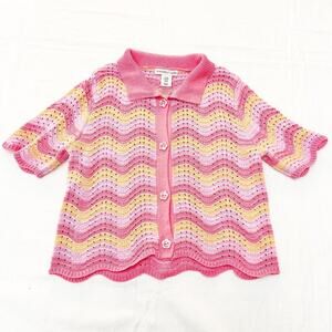 Sincerely Jules Crotcheted Short Sleeve Striped Cardigan Top Size Medium